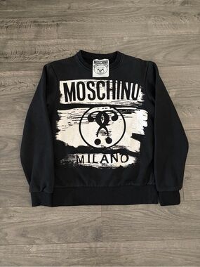 Moschino Black and White Graphic Crewneck Sweatshirt